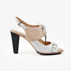 Tod's Cream and Black Slingback Heels